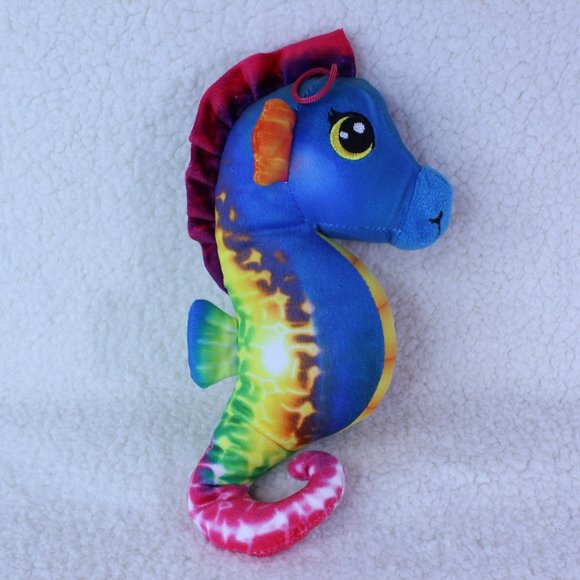 SEAHORSE PLUSH 11" COLORFUL BRIGHT STIMULATING STUFFED HANGING LOOP OCEAN ANIMAL - Picture 1 of 5
